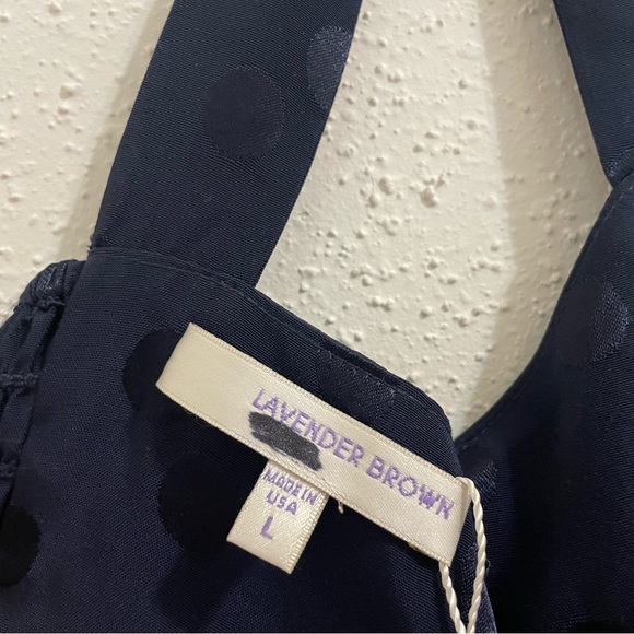 Lavender Brown Polka Dot Cropped Top - Navy Blue - Size L - NWT - Picture 10 of 12
